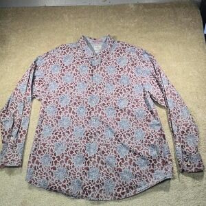 Tommy Bahama blue and pink‎ floral button-up shirt #floralshirt'